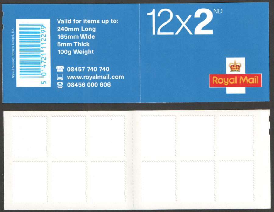 (image for) ME4b / SB2(9) (Var.) Dummy / Blank Label Walsall 12 x 2nd Class Booklet